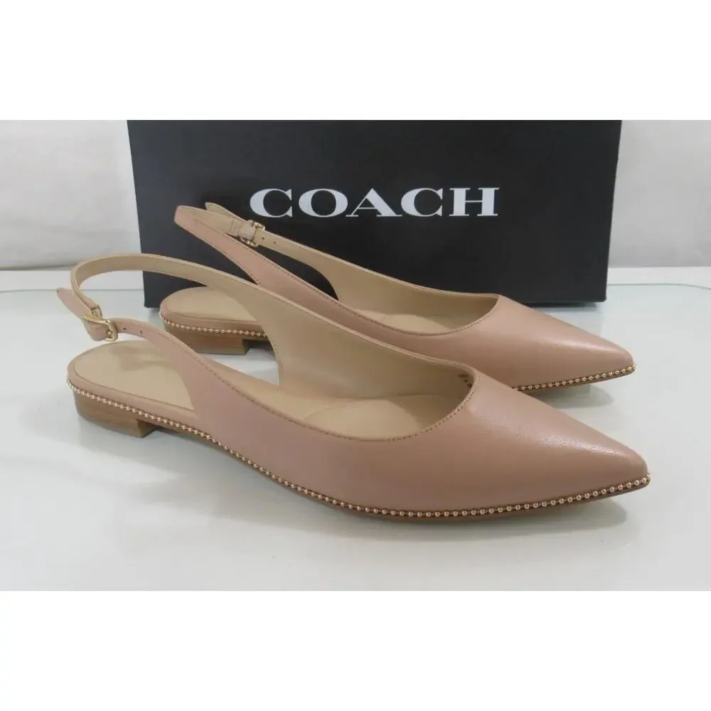 Coach Claire Leather Skimmer Slingback Flat Sandals Pale Blush Size 8.5